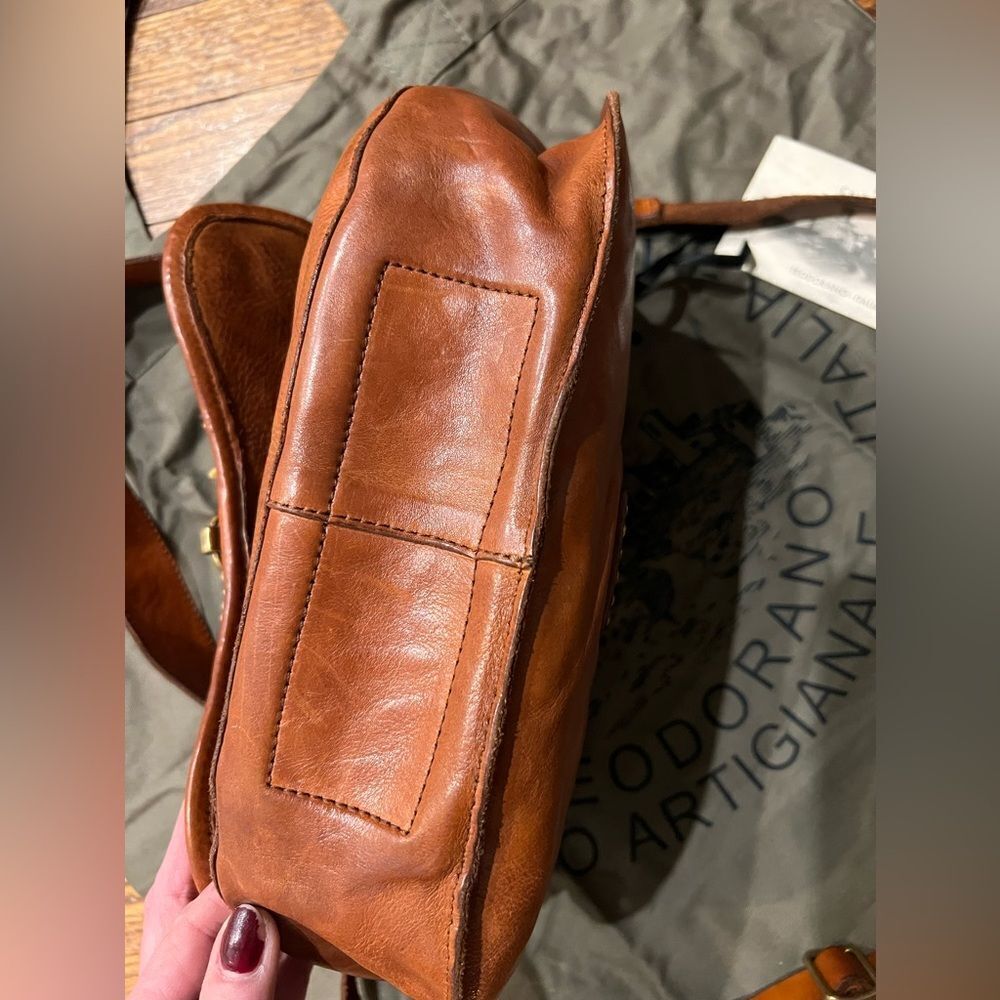 Campomaggi x Free People Salvatore Shearling Trim Leather Shoulder Bag in Cognac - Picture 11 of 15